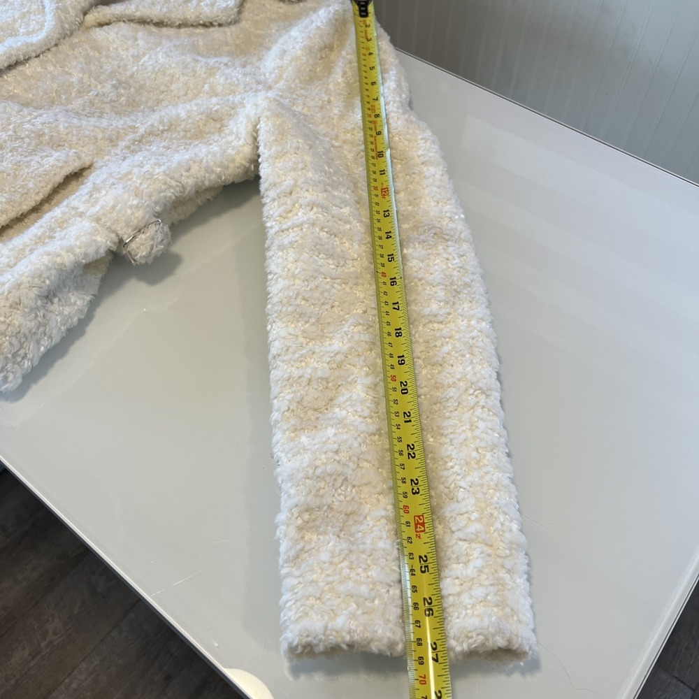 Montanaco Cream Faux Shearling Teddy Coat XL White Curly Fleece Jacket Notched - Picture 4 of 9